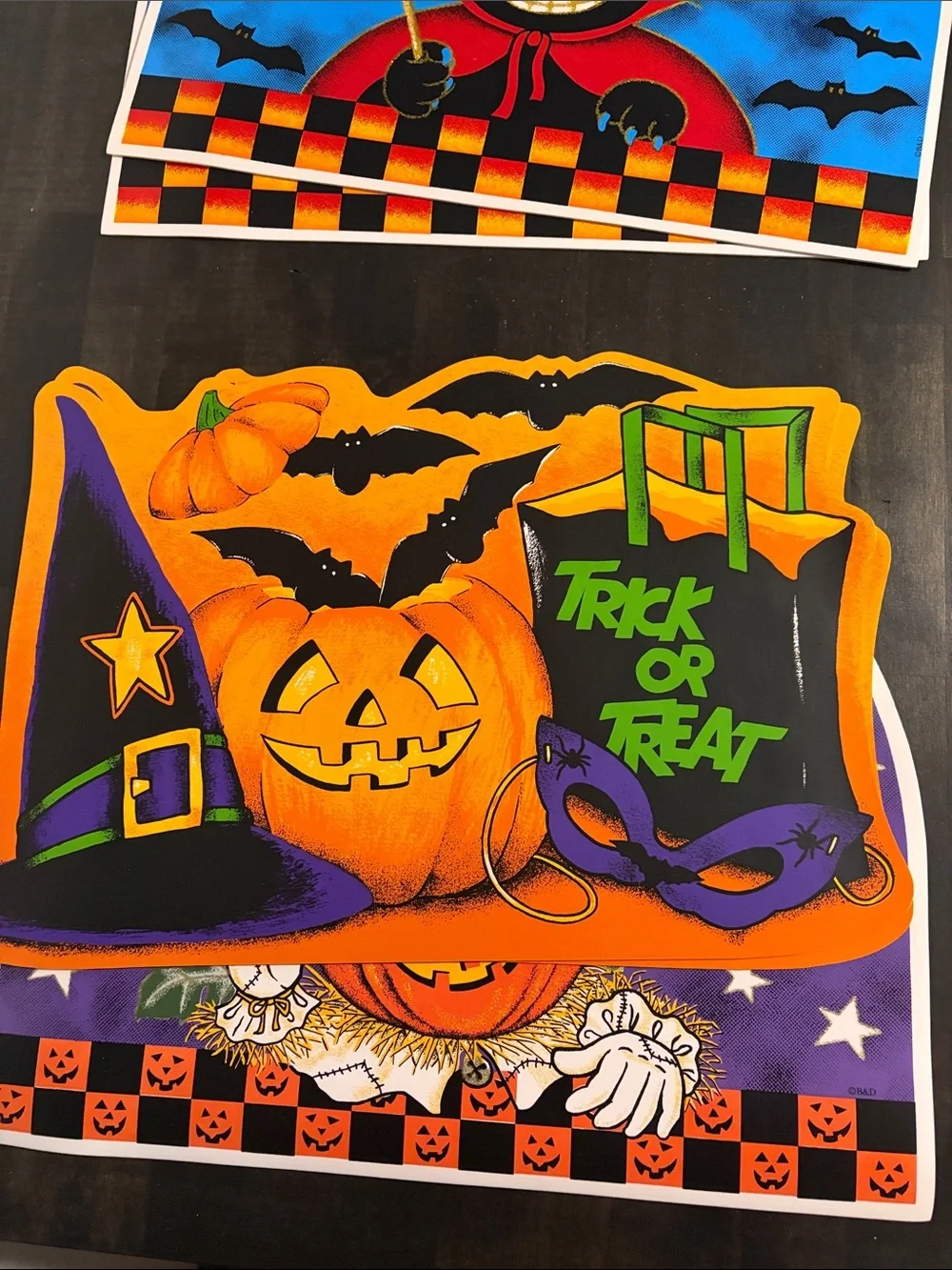 Vintage Halloween Themed Place Mats Lot of Six